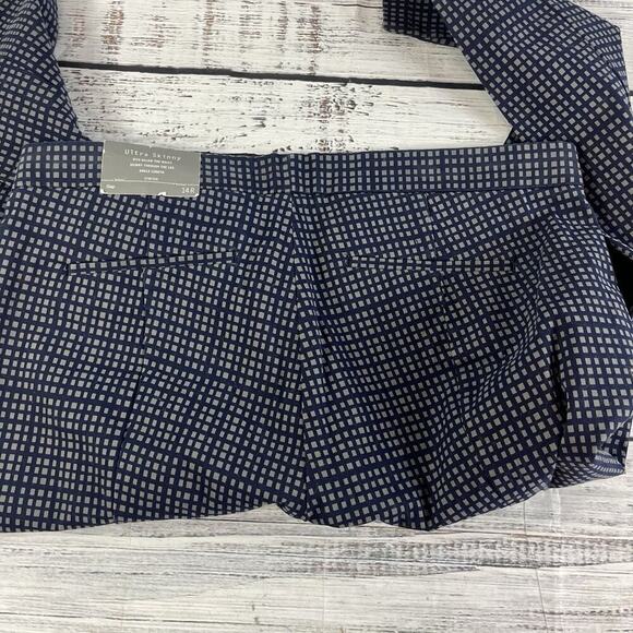 GAP Pants size 14R Ultra Skinny Navy Blue Gray Squares Stretch Casual Career - Picture 7 of 8